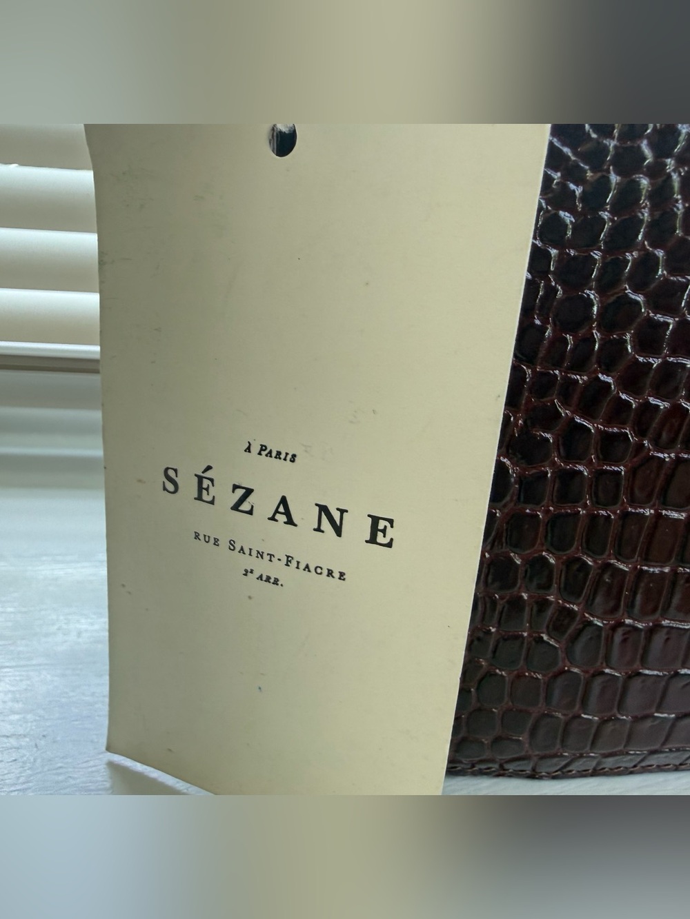 Sezane Milo Classic Bag in Chocolate Crocodile Print - Picture 9 of 16